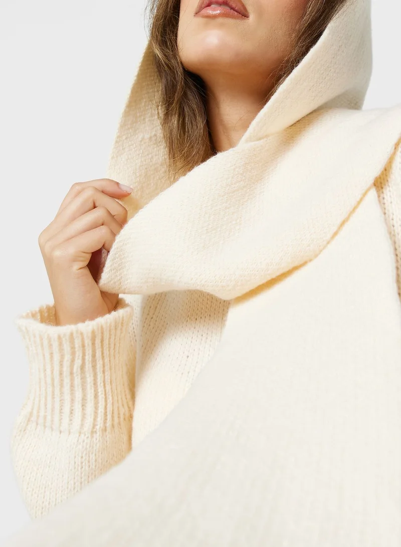 ELLA Tie Detail Sweater With Hoodie
