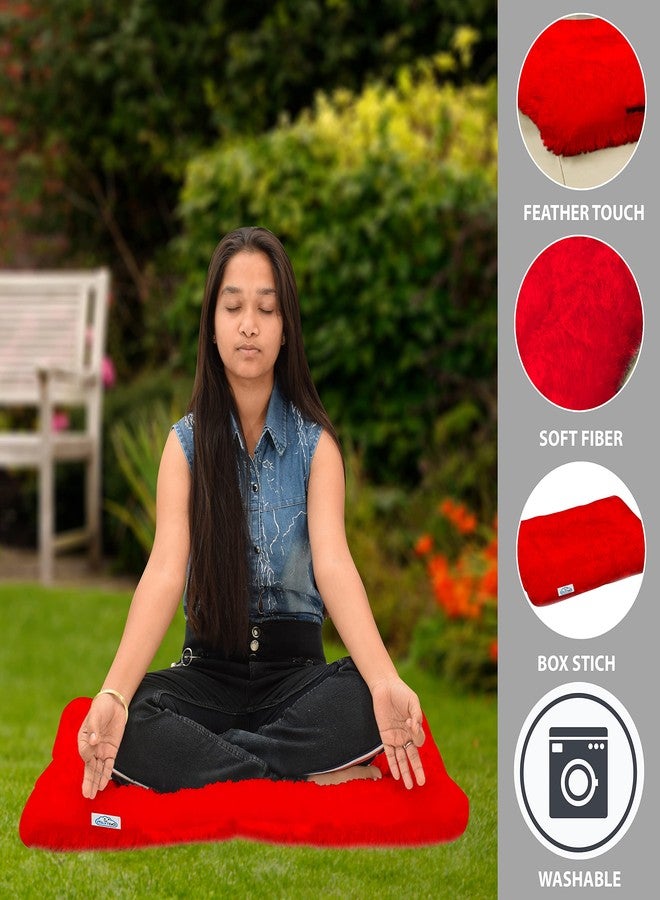 NEXTGO Floor Seat Cushions Yoga Meditation Mat Pooja aasan Soft Extra Comfortable Feather Touch Last Long Upto Washable Material Size 24 x 30 Inch 2 x 2.5 Fit Color RED - Image 2