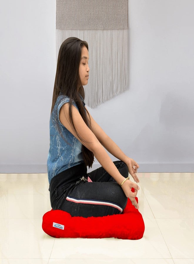 NEXTGO Floor Seat Cushions Yoga Meditation Mat Pooja aasan Soft Extra Comfortable Feather Touch Last Long Upto Washable Material Size 24 x 30 Inch 2 x 2.5 Fit Color RED - Image 4
