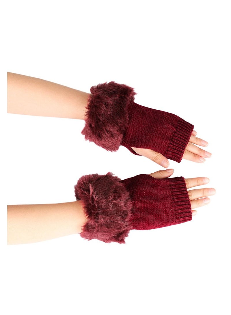Fingerless Cotton Polyester Plush Gloves Sleeves 