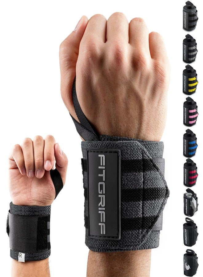 Fitgriff® Gym Wrist Wraps - Professional Wrist Wraps - Women & Men - Gym Wristbands, Bodybuilding, Crossfit, Calistenics, for Heavy Weight Lifting (Grey) - Image 1
