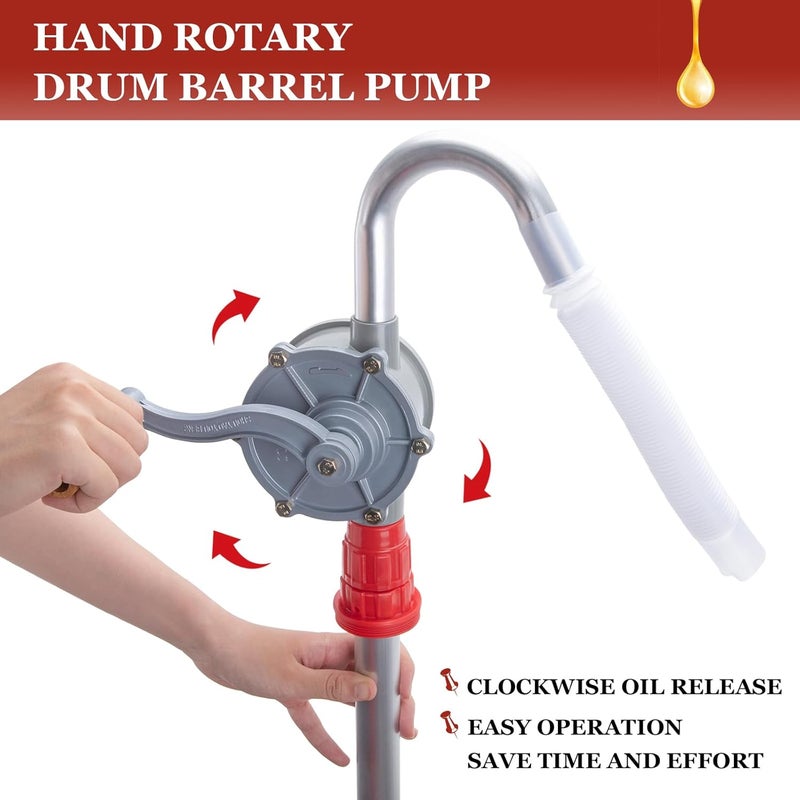 GDDGHS 55 Gallon Drum Pump Barrel Pump 55 Gallon Aluminum Drum Rotary Hand Barrel Pump Fits 5 to 55 Gallon Drums for Diesel Gasoline Kerosene Fuel Transfer - Image 5