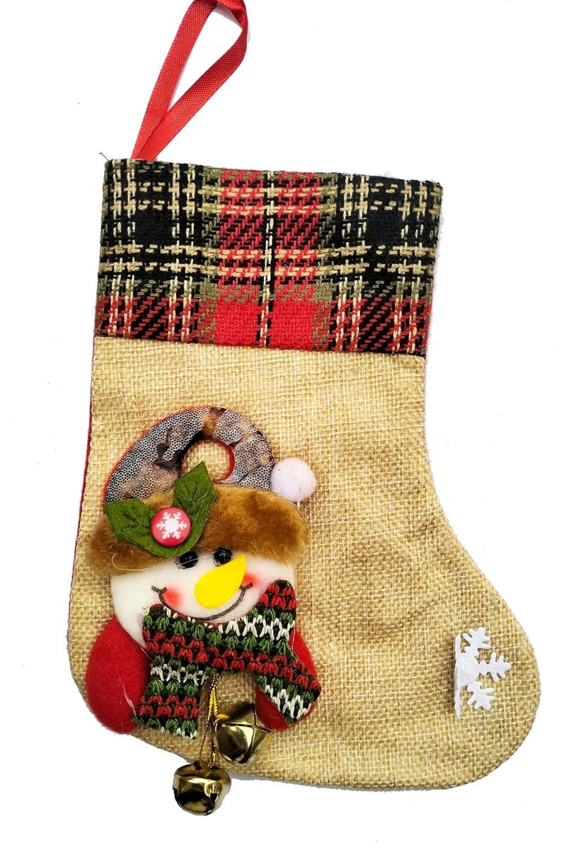 Partunay Partunay 1 Pcs Christmas Plaid Burlap Stocking Socks Candy Gift Bag Christmas Xmas Tree Hanging Ornaments Xmas Christmas Decoration Item Christmas Ornaments