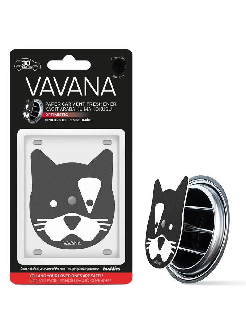 VAVANA معطر هواء ورقي نباتي للسيارة من فافانا باديز، القط المتفائل - Image 1