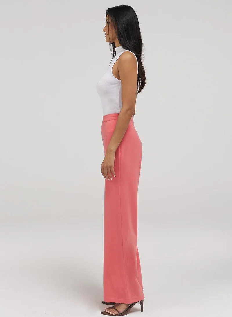 Zigzag  Flared Leg Formal Pant - Pink for Women | Best Price UAE