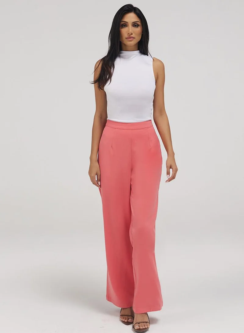 Zigzag Flared Leg Formal Pant - Pink