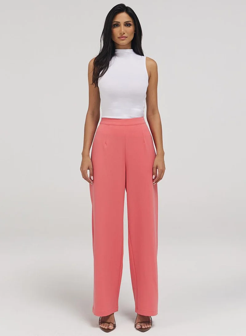 Zigzag Flared Leg Formal Pant - Pink