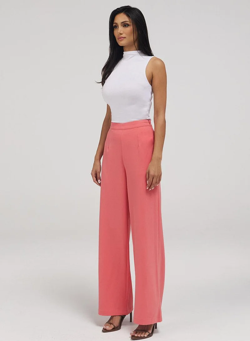 Zigzag  Flared Leg Formal Pant - Pink for Women | Best Price UAE