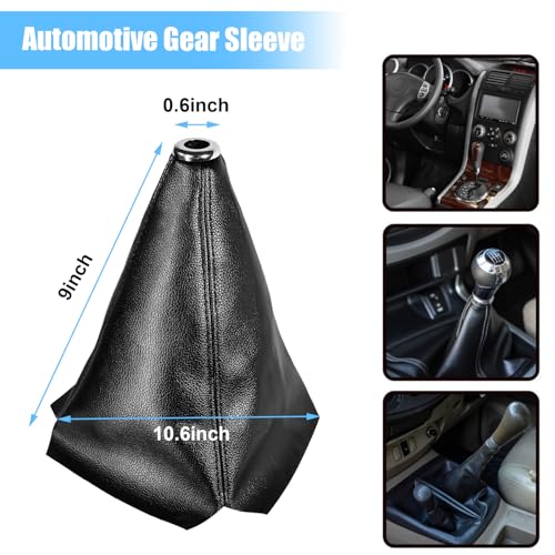 Sylvil Car Shift Knob Dust Cover, Gear Shift Knob Cover for Protection, Leather Manual/Automatic Shifter Shift Boots Cover, Decorate Car Interior, Universal Car Accessories (Black PU) - Image 2