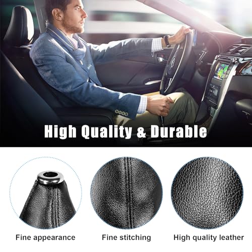 Sylvil Car Shift Knob Dust Cover, Gear Shift Knob Cover for Protection, Leather Manual/Automatic Shifter Shift Boots Cover, Decorate Car Interior, Universal Car Accessories (Black PU) - Image 3