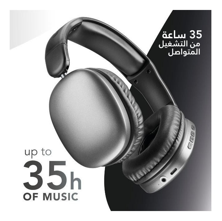 سيلولار لاين سماعات رأس لاسلكية Music Sound MAXI3 بتقنية إلغاء الضوضاء النشط، بطارية حتى 35 ساعة، بلوتوث 5.4، ميكروفون مدمج، تعمل سلكي ولاسلكي – أسود - Image 3