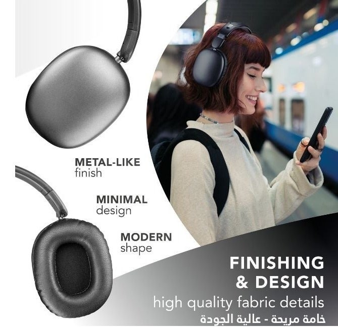 سيلولار لاين سماعات رأس لاسلكية Music Sound MAXI3 بتقنية إلغاء الضوضاء النشط، بطارية حتى 35 ساعة، بلوتوث 5.4، ميكروفون مدمج، تعمل سلكي ولاسلكي – أسود - Image 5
