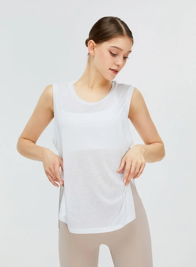 Kawn.yoga Mercury White Womens Tank Top Round Neckline Shirt for Women | Best Price UAE