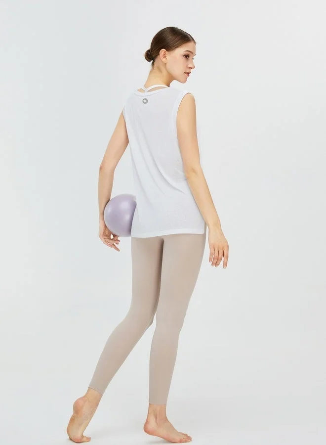 Kawn.yoga Mercury White Womens Tank Top Round Neckline Shirt for Women | Best Price UAE
