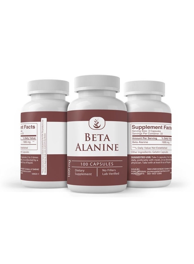Pure Original Ingredients Beta Alanine, (100 Capsules) Always Pure, No Additives Or Fillers, Lab Verified - Image 2