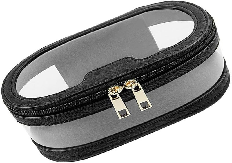 Large Capacity Clear Cosmetic Bag Toiletry Makeup Brush Holder Portable Wash Black - Image 1