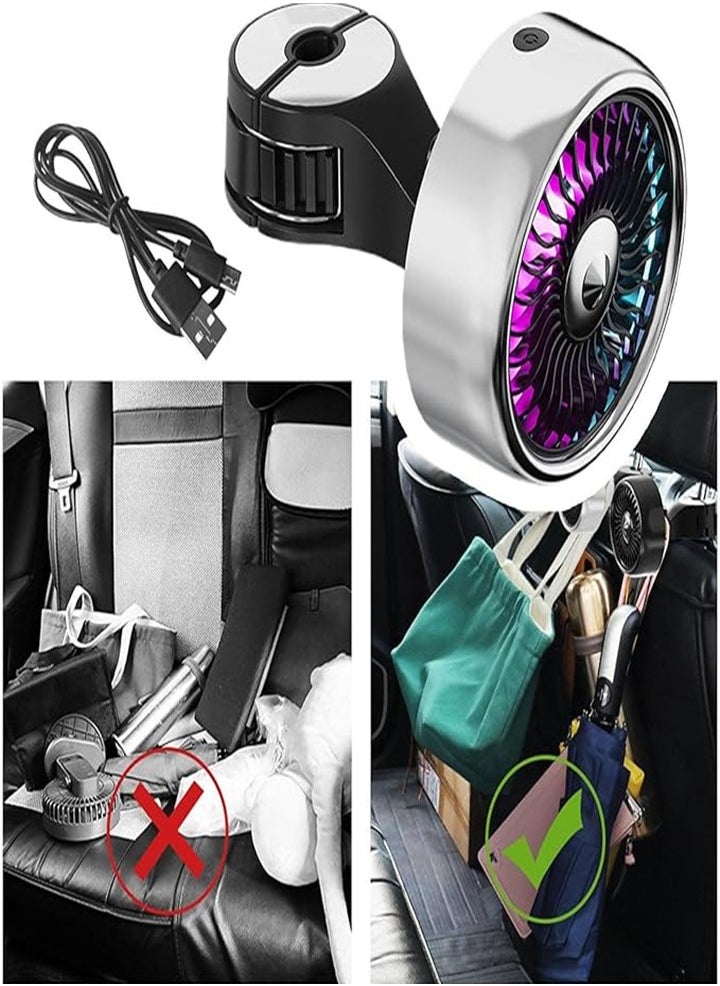 Generic - Car fan, suitable for back seat babies and pets, adjustable wind speed, with LED gradient light - Image 1