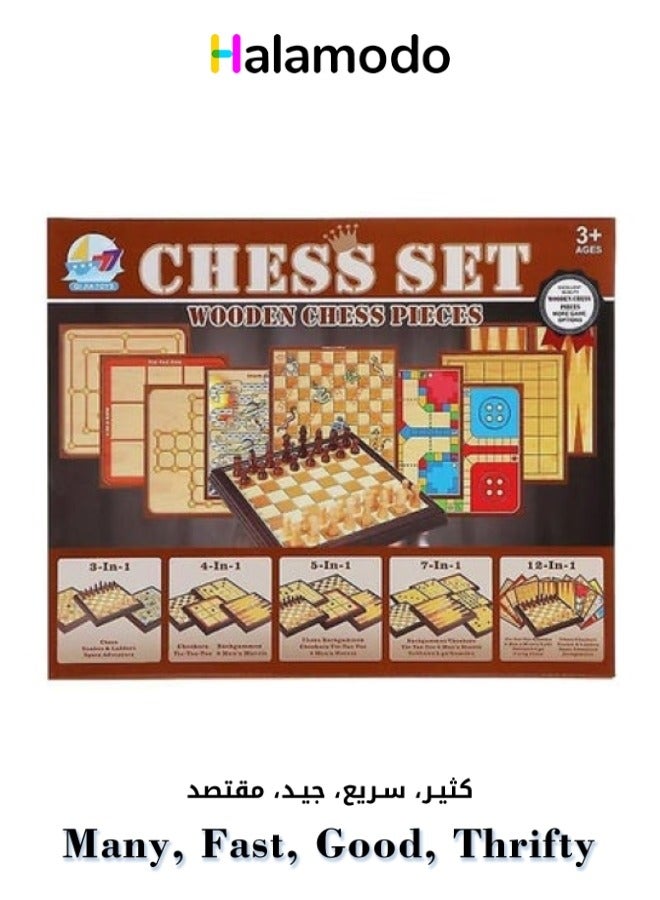 7-in-1 Wooden Chess Set Table Games for Leisure And Entertainment - Image 1