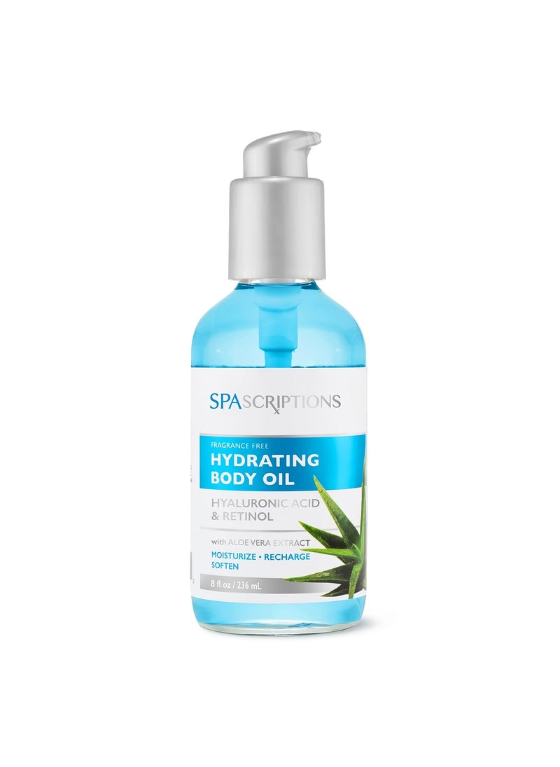 spascriptions - SpaScriptions Fragrance Free Hydrating Body Oil with Hyaluronic Acid  Retinol CrueltyFree Nourishing SpaLike Treatment with Aloe Vera Extract to Moisturize Recharge  Soften 8 oz - Image 1