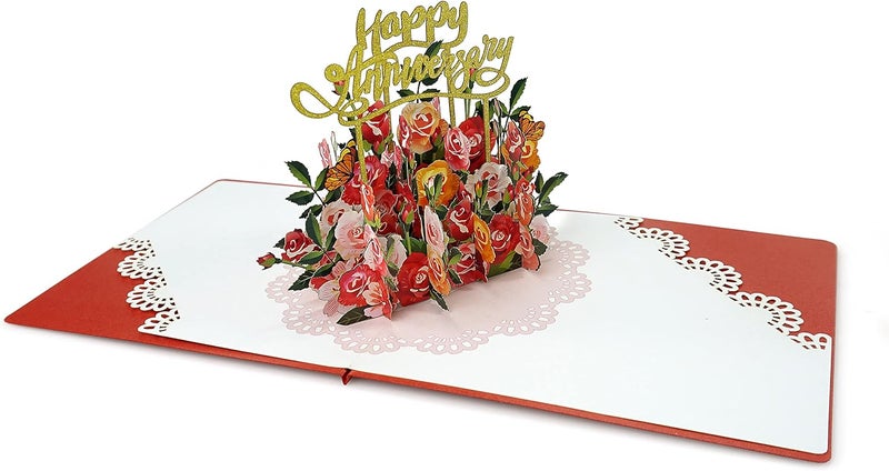 CUT POPUP.COM CUTPOPUP Anniversary Card Pop Up, Wedding 3D Greeting Card (Flowers Anniversary) - Image 3