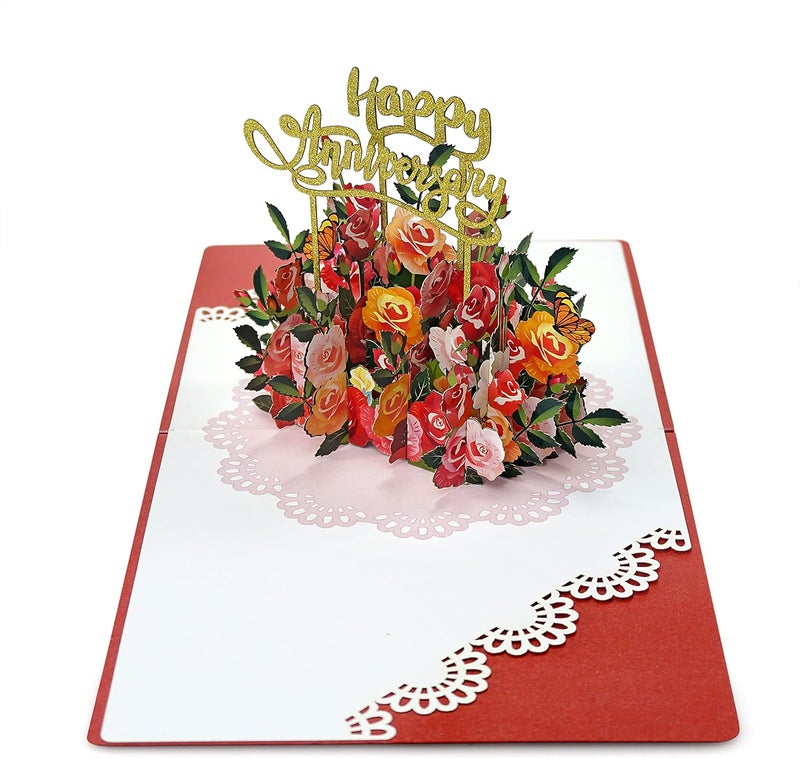 CUT POPUP.COM CUTPOPUP Anniversary Card Pop Up, Wedding 3D Greeting Card (Flowers Anniversary) - Image 5