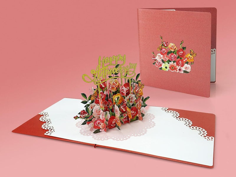 CUT POPUP.COM CUTPOPUP Anniversary Card Pop Up, Wedding 3D Greeting Card (Flowers Anniversary) - Image 2