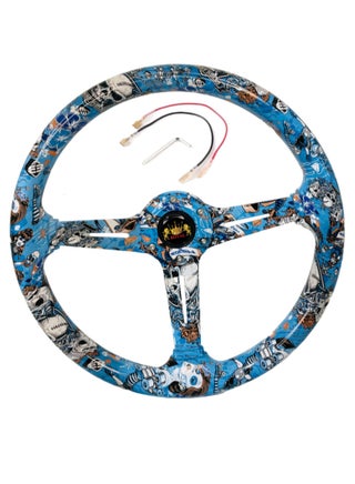 ROYAL - Classic ABS Racing Steering Wheel Neo Chrome Spokes 345mm 13.5" Sports Blue Printed Steering Wheel with Horn Tuning (DYT-5173) (Blue) - pzsku/Z73894B2A22E270320610Z/45/_/1719561969/bdd160ea-4999-46ca-a606-76aee1d50732