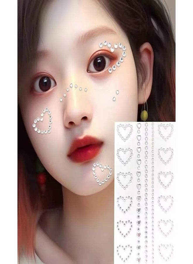Furimuk Self Adhesive Face Gems Pearls for Makeup,3D Heart Star Moon Shape Jewels Face Rhinestone Stickers for Face, Eye, Makeup, Nail, Body, Crafts - Image 5