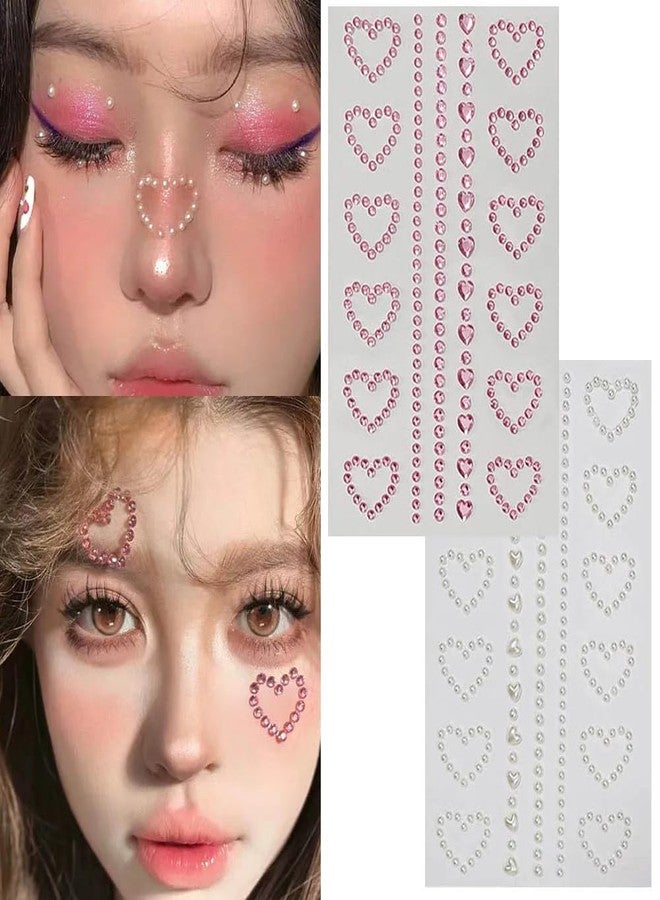 Furimuk Self Adhesive Face Gems Pearls for Makeup,3D Heart Star Moon Shape Jewels Face Rhinestone Stickers for Face, Eye, Makeup, Nail, Body, Crafts - Image 3