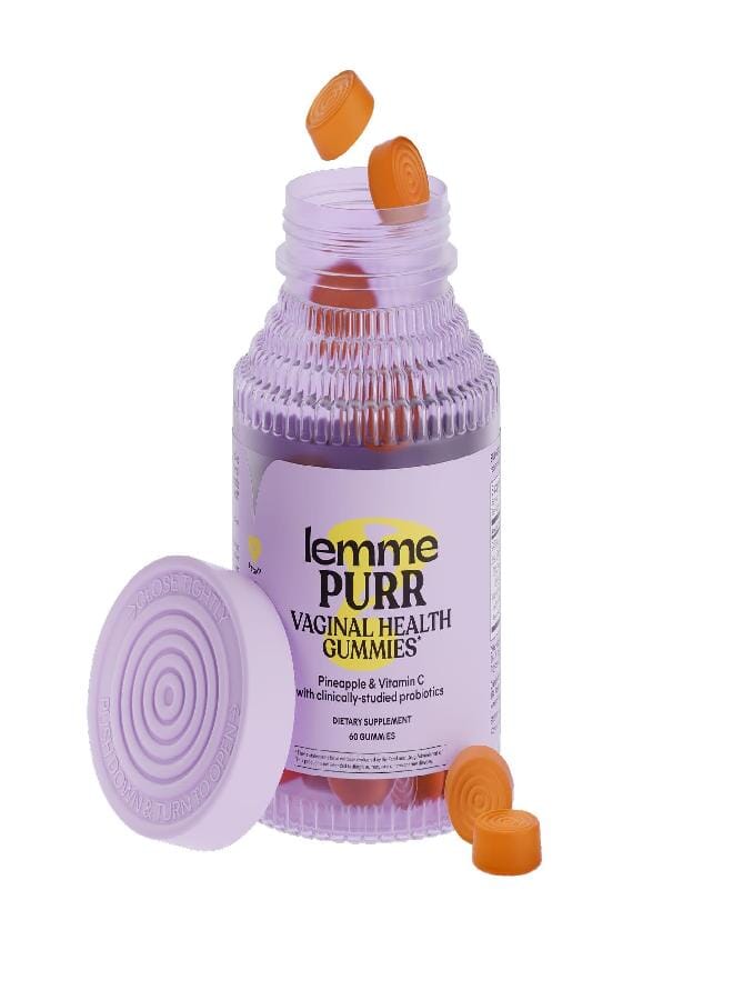 Lemme Purr Vaginal Probiotic Gummies for Women - Balanced pH, Healthy Odor, Yeast Balance And Flora Support + Vitamin C for Immune Health - Tasty Pineapple, 60 Count - Image 1