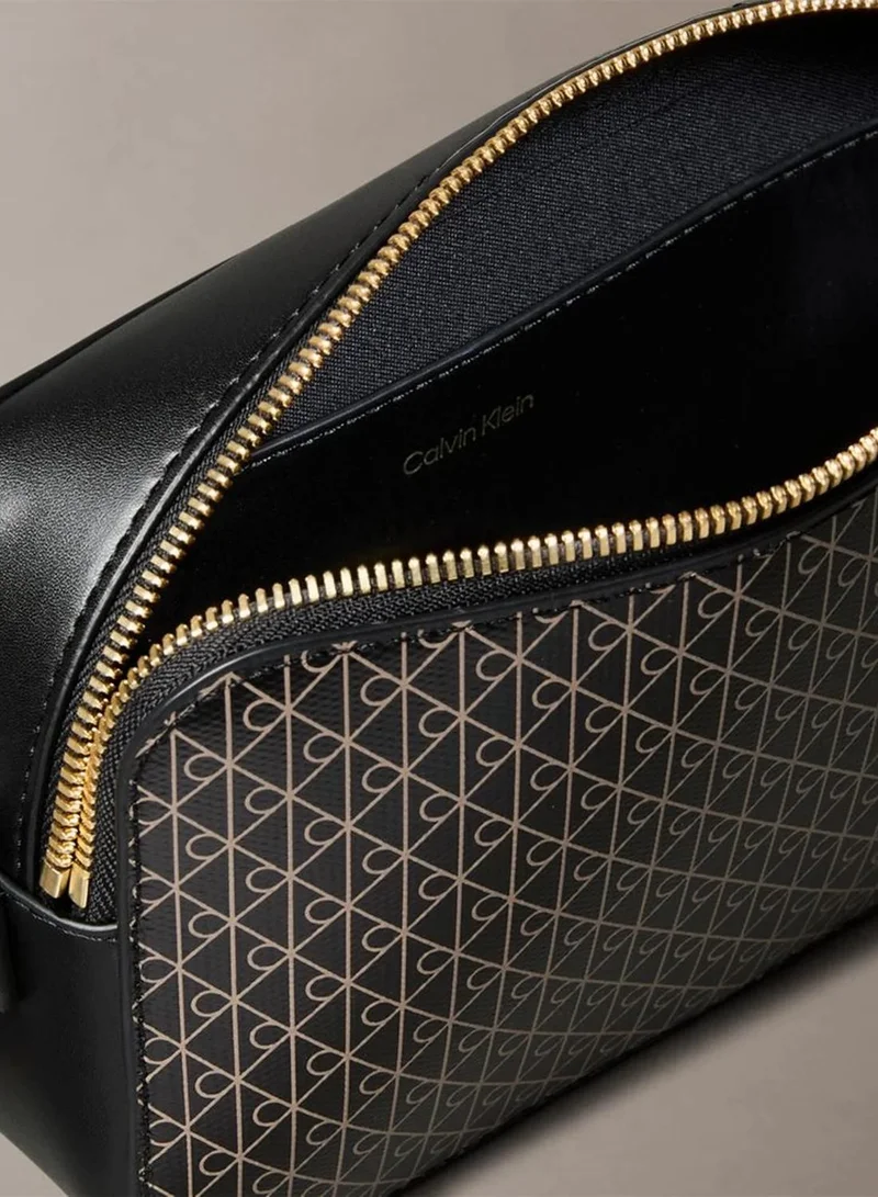 Calvin Klein BLACK AOP Allover Monogram Logo Camera Bag for Women | Best Price UAE