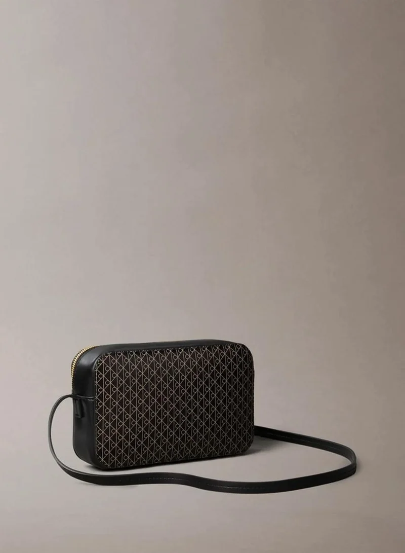 Calvin Klein BLACK AOP Allover Monogram Logo Camera Bag for Women | Best Price UAE