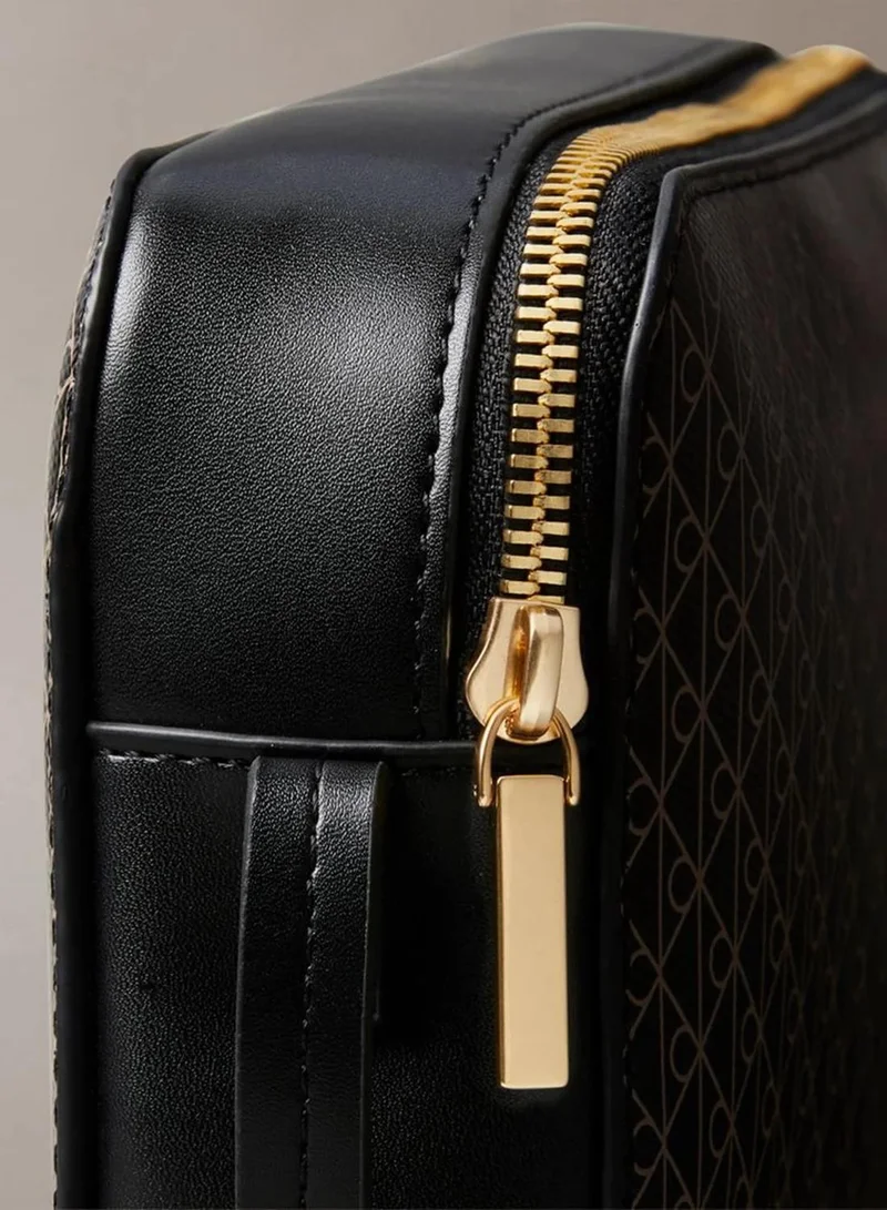 Calvin Klein BLACK AOP Allover Monogram Logo Camera Bag for Women | Best Price UAE