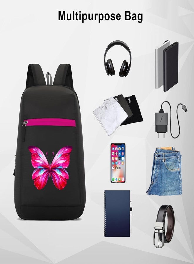 H-Hemes Small Backpack Lightweight, Durable, Everyday Use Small Backpack for Travel, Gym, and Outdoor Activities 11L Backpack (Black & Pink) - Image 3