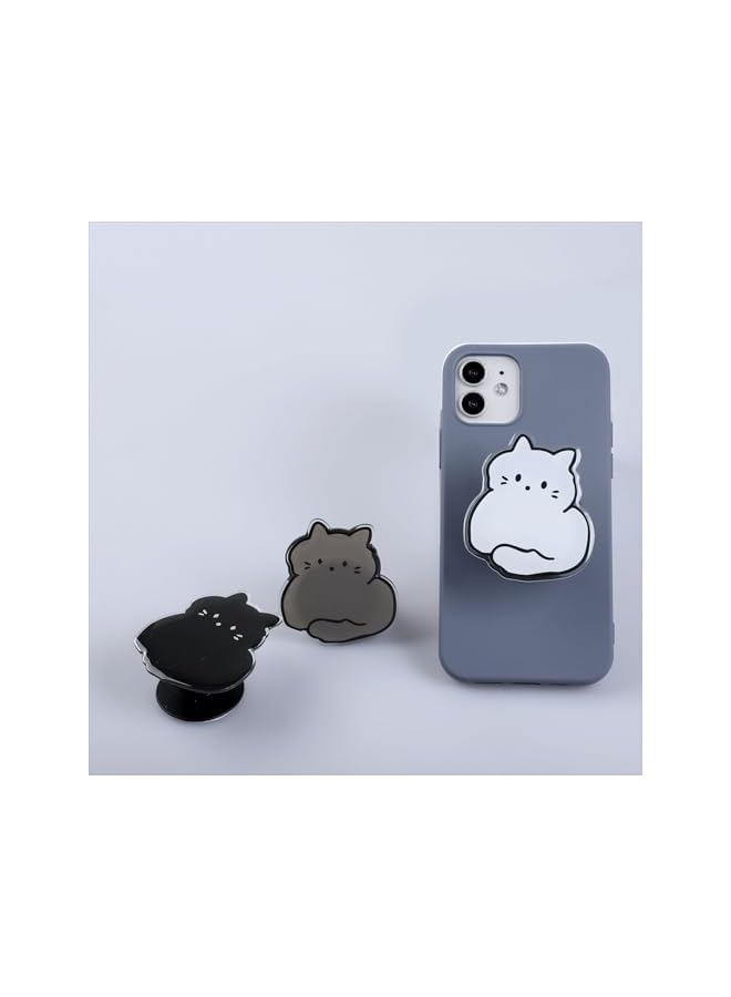 Green Tiger Cute Phone Grip, Adorable Acrylic Holder, Collapsible Stand, Holder Stand,Firm Grip and Comfortable Viewing, Mobile Phone Holder for Smartphone (Black Cat) - Image 3