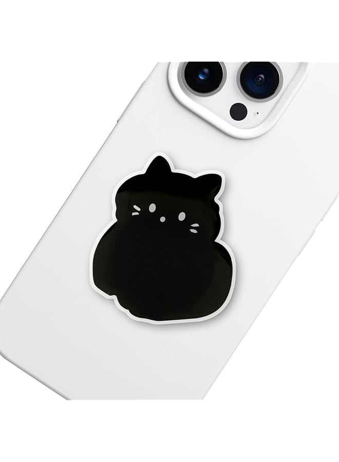 Green Tiger Cute Phone Grip, Adorable Acrylic Holder, Collapsible Stand, Holder Stand,Firm Grip and Comfortable Viewing, Mobile Phone Holder for Smartphone (Black Cat) - Image 1