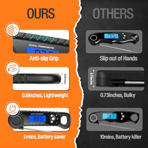 AMMZO Meat Thermometer Digital, Instant Read Food Thermometer for Cooking Deep Fry BBQ Oven Grill Smoker Roast and Candy Thermometer, Stocking Stuffers Gifts for Men Women - Image 5