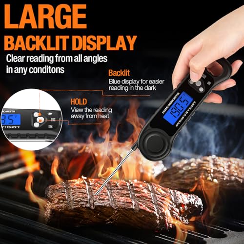 AMMZO Meat Thermometer Digital, Instant Read Food Thermometer for Cooking Deep Fry BBQ Oven Grill Smoker Roast and Candy Thermometer, Stocking Stuffers Gifts for Men Women - Image 4