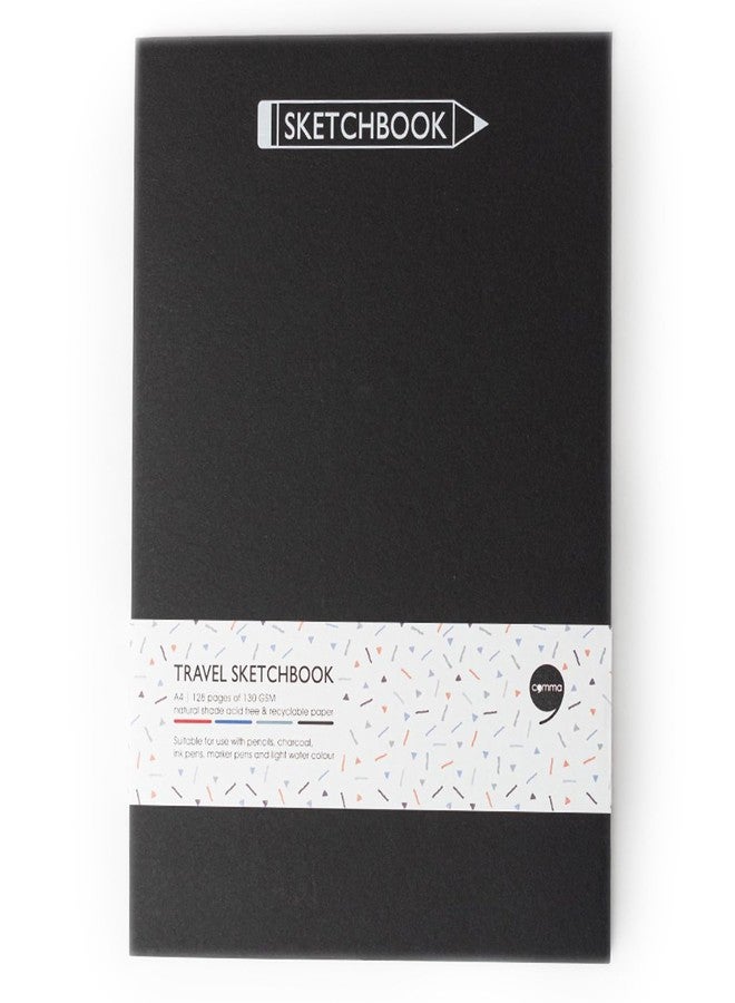 كوما دفتر رسم كوما للسفر | مقاس A4 | 128 صفحة | 130 غرام/م²، لون طبيعي، ورق خالٍ من الأحماض وقابل لإعادة التدوير | أسود - Image 1