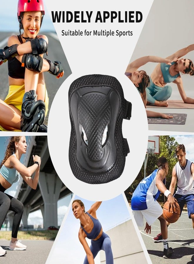 ericotry Adults Teens Unisex Adjustable Knee Elbow Wrist Braces Protective Pads Set for Skateboard Cycling Roller Skating and Other Outdoor Sports Safety Protective Gear Pads Guards Set (Black) - Image 5