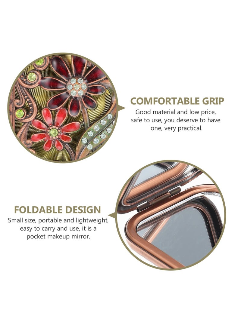 Zikra Folding Vanity Mirror, Travel Handheld Mirror Decorative Mirror Dual Sided Pocket Mirror Compact Makeup Mirror Purse Small Mirror Lightweight Mirror Metal Old Fashioned Dress - Image 3