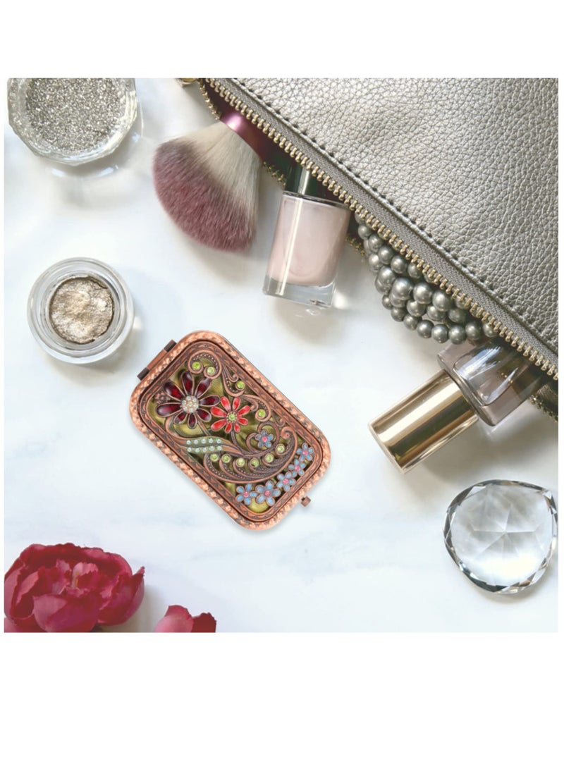 Zikra Folding Vanity Mirror, Travel Handheld Mirror Decorative Mirror Dual Sided Pocket Mirror Compact Makeup Mirror Purse Small Mirror Lightweight Mirror Metal Old Fashioned Dress - Image 4