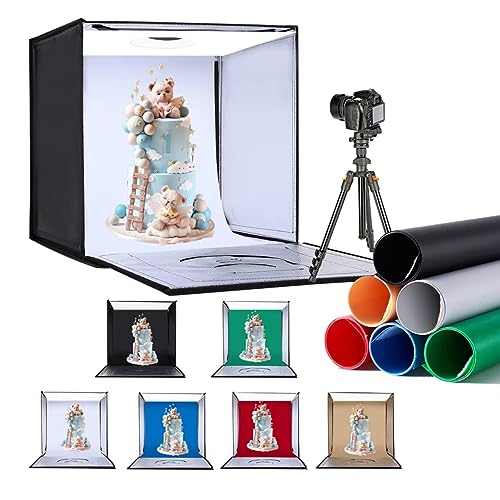 ZKEEZM Light Box Photography 20"x20" with 160LED Lights and 6 Color Backdrops Photo Box with Lights, Foldable Light Box with Adjustable Brightness, 3000-6500K Dimmable Portable Picture Box Shooting - Image 1