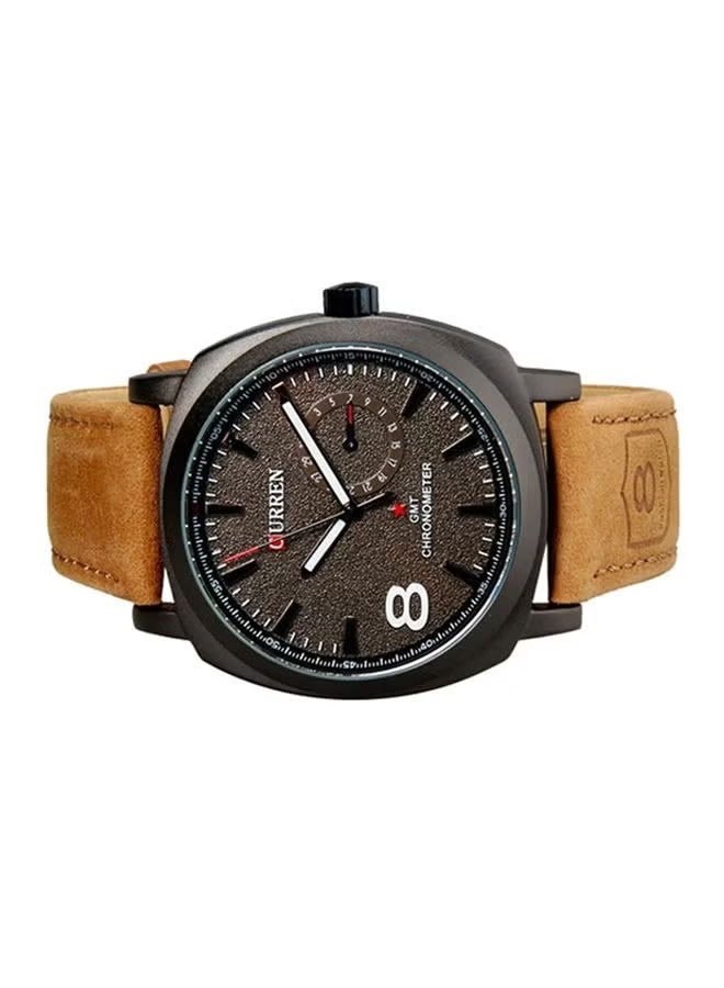 CURREN Men's 40mm Analog Watch with Leather Strap - Brown - Image 2