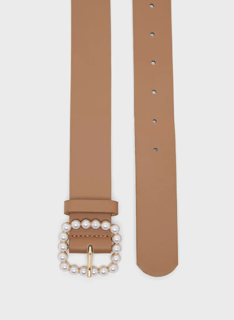 ELLA Statement Buckle Genuine Leather Belt