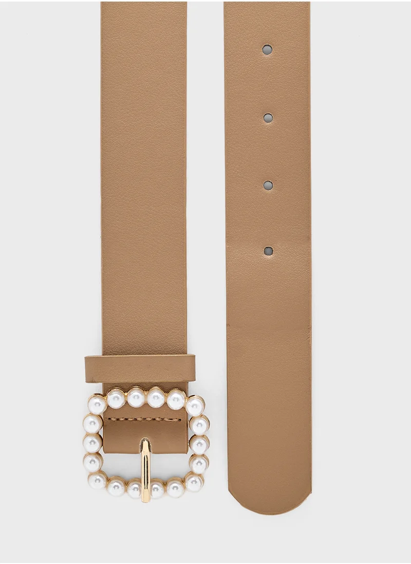 ELLA Statement Buckle Genuine Leather Belt