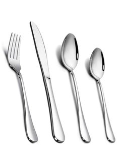 Lukadah 4 Piece Silverware Cutlery Set, Heavy Duty Stainless Steel Flatware for 1, Cutlery Utensil Sets with Knives, Rust-proof, Mirror Polished, Dishwasher Safe Stainless Steel Tableware Cutlery Set - Pack of 4  - Image 2