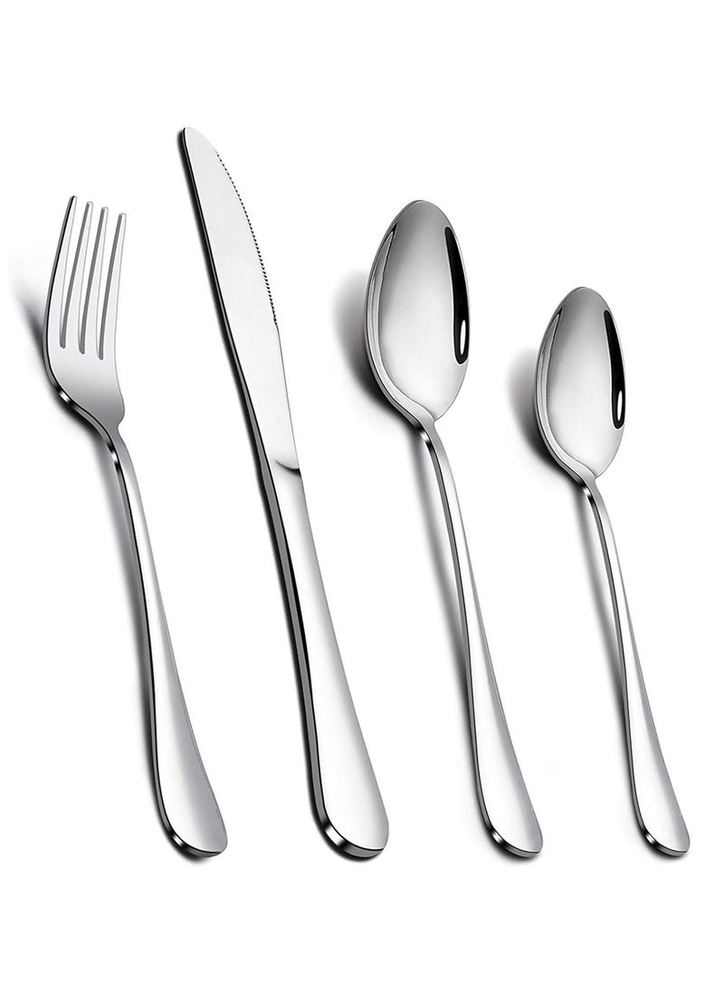 Lukadah 4 Piece Silverware Cutlery Set, Heavy Duty Stainless Steel Flatware for 1, Cutlery Utensil Sets with Knives, Rust-proof, Mirror Polished, Dishwasher Safe Stainless Steel Tableware Cutlery Set - Pack of 4  - Image 2