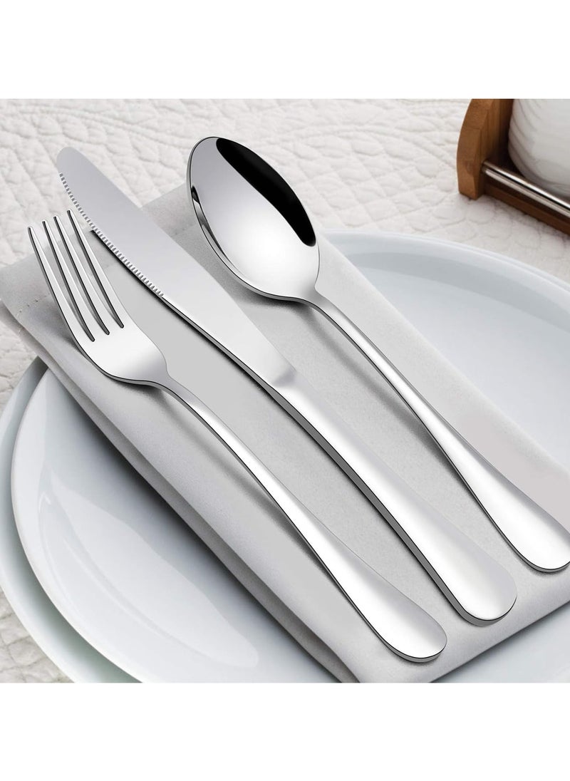 Lukadah 4 Piece Silverware Cutlery Set, Heavy Duty Stainless Steel Flatware for 1, Cutlery Utensil Sets with Knives, Rust-proof, Mirror Polished, Dishwasher Safe Stainless Steel Tableware Cutlery Set - Pack of 4  - Image 4