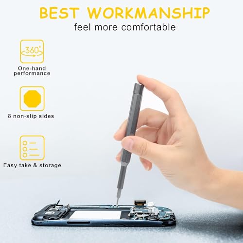 AMENDAS 24 in 1 Mini Screwdriver Set with Case, Small Flathead Magnetic Screwdriver Kit for Electronics, PC, Watches, Glasses, Phones, Jewelry, Black - Image 4